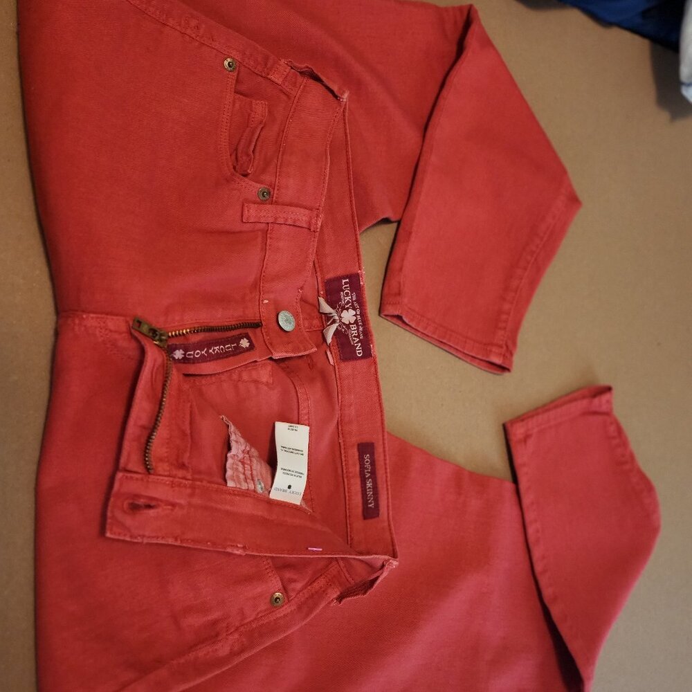 Lucky Brand Sofia Skinny Red Denim Jeans Women’s Size 10/30 Ankle Very Nice!